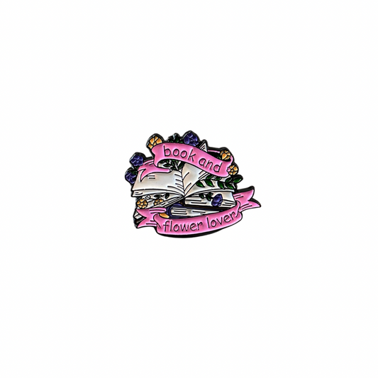 Book and Flower Lover pin