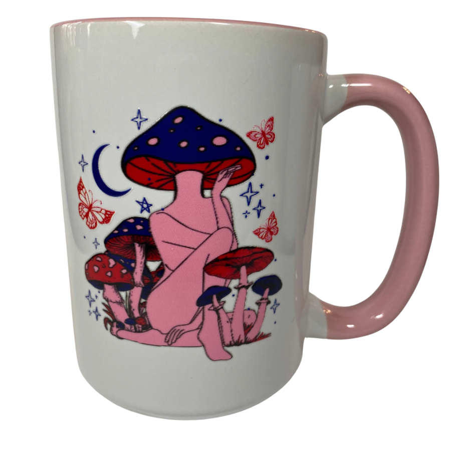 Mushroom Lady 15oz Mug-pink