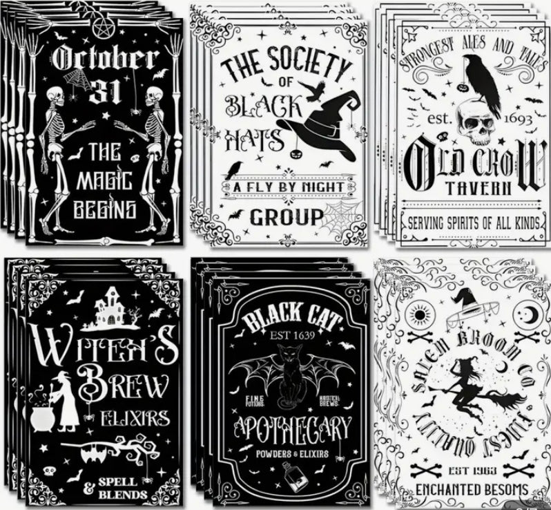 Black and White Witchy Cards
