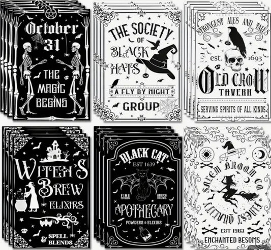 Black and White Witchy Cards