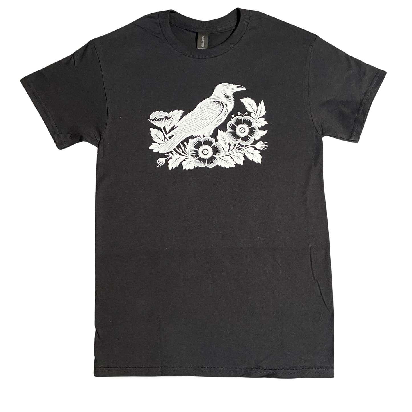 Floral Crow T-Shirt Black