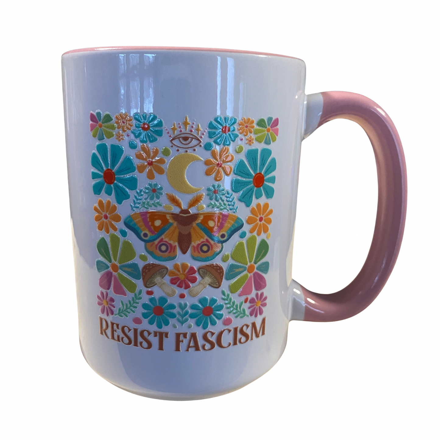 Resist Fascism 15oz Mug- pink