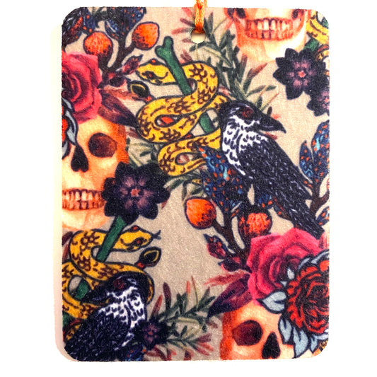 Flower Skulls Tan Air Freshener Felt