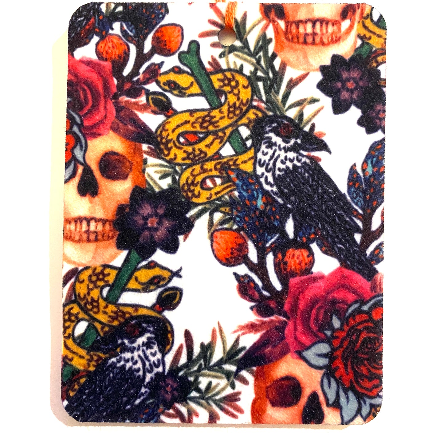 Flower Skulls white Air Freshener Felt