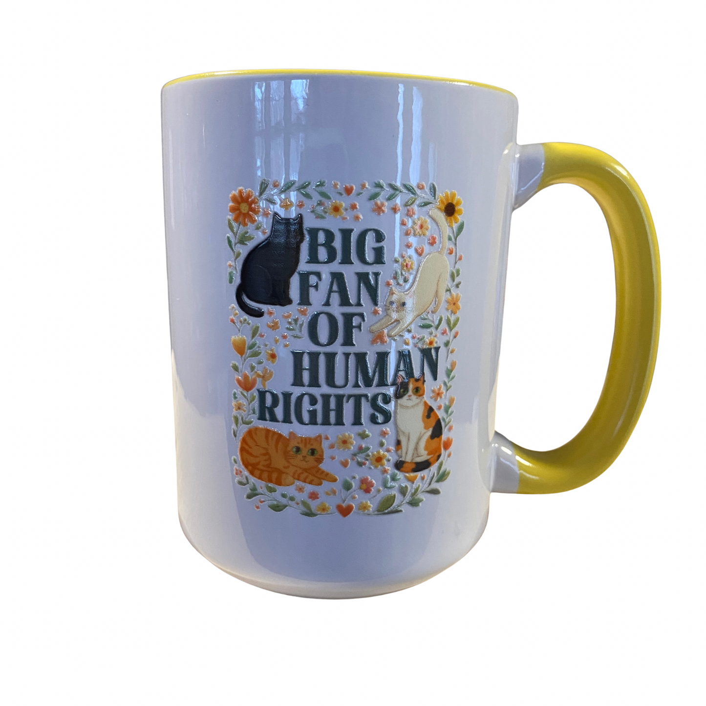 Bug Fan Of Human Rights 15oz Mug- yellow