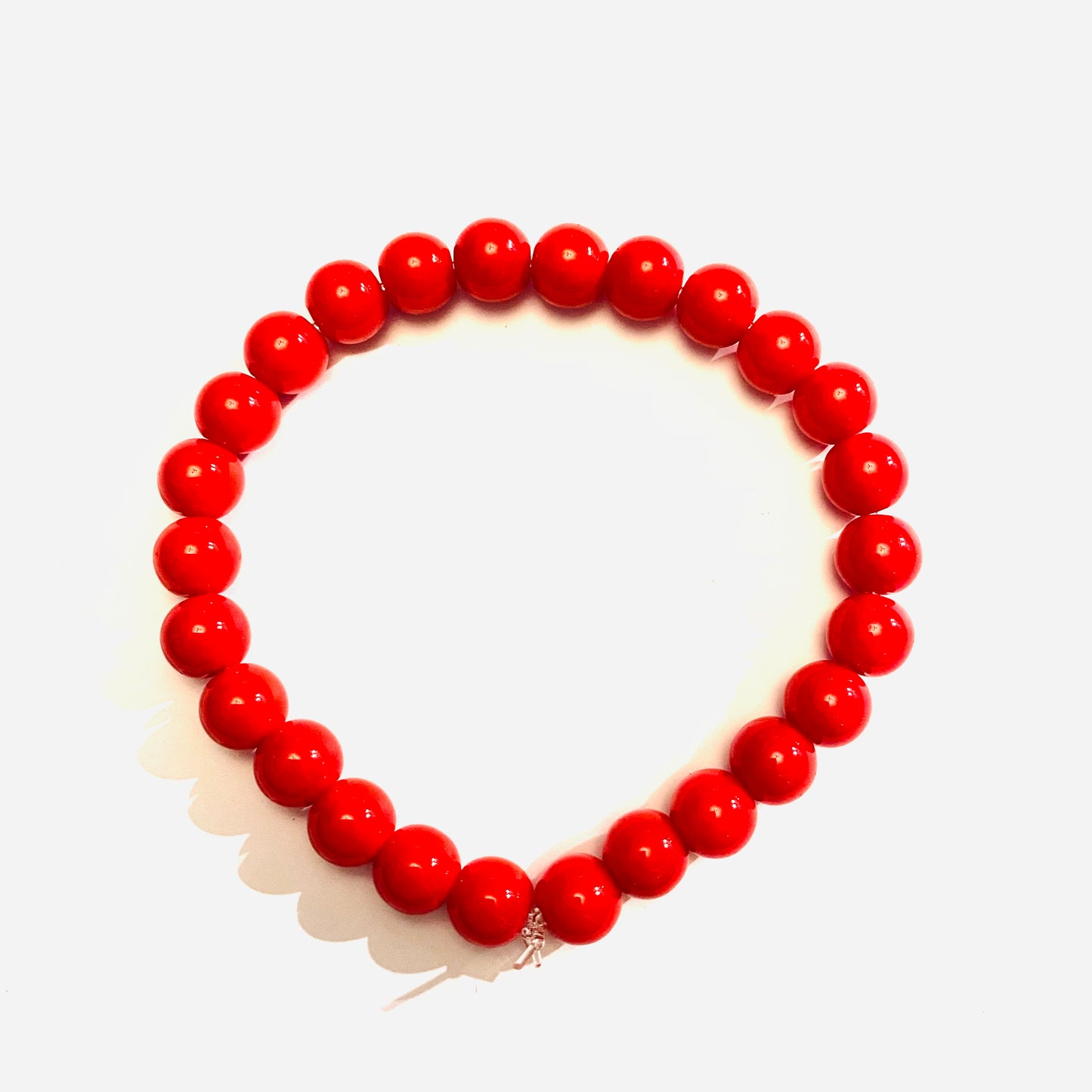 Red Bead Stone Bracelet 7.5”