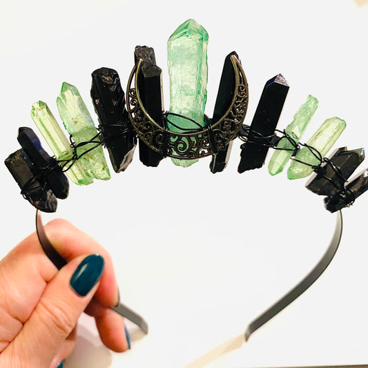 Black and Green Crystal Crown