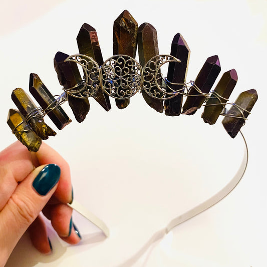 Iridescent Purple Crystal Crown
