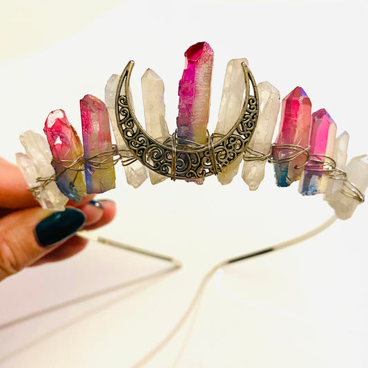 Clear and Pink/Blue Clear Crystal Crown