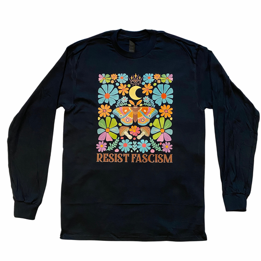 Resist Fascism Long Sleeved T-Shirt Black