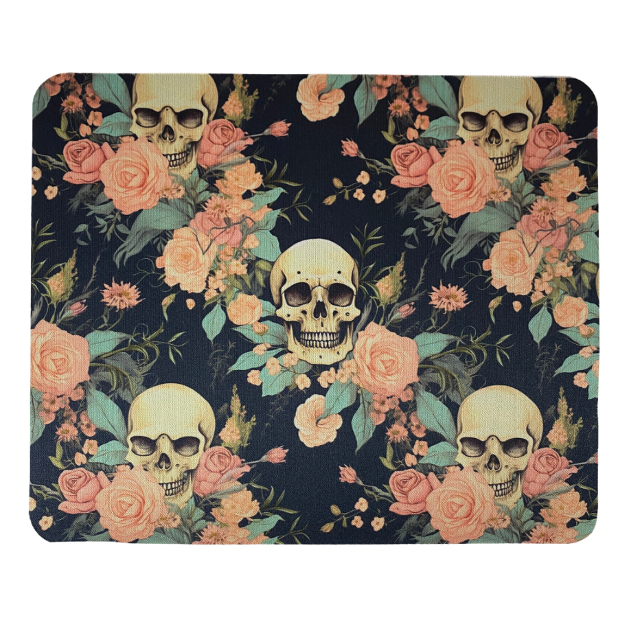Skull Flowers Mouse Pad