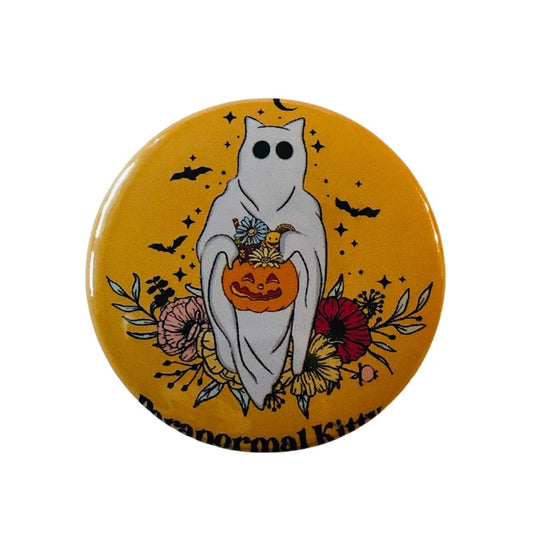 Paranormal Kitty Round Pin