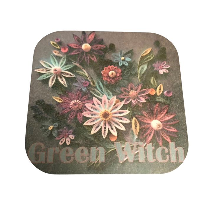 Green Witch Square Magnet