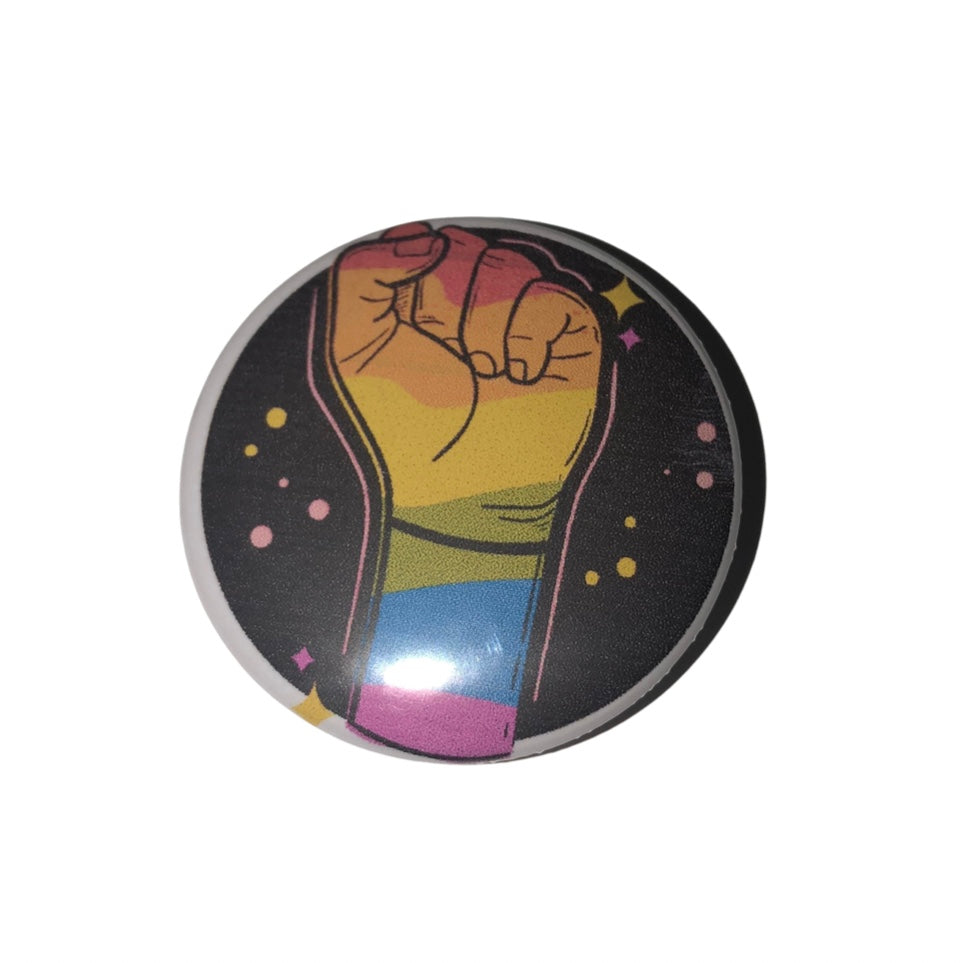 Rainbow Fist round pin