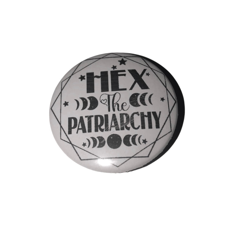 Hex The Patriarchy Moon round pin