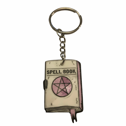 White Spell Book Keychain