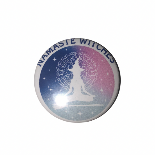 Namaste Witches round pin