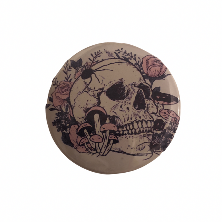Skull Rose round pin